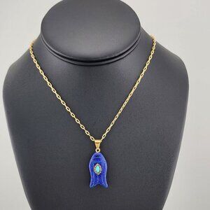 Under the Sea Vibes – Fish-Shaped Blue Agate Necklace with Stone